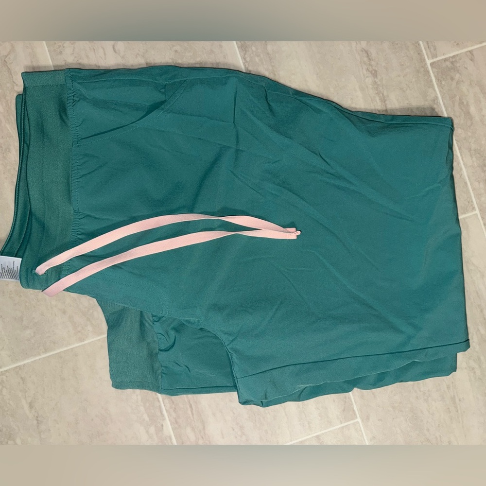Figs Green Joggers with Pink Drawstring